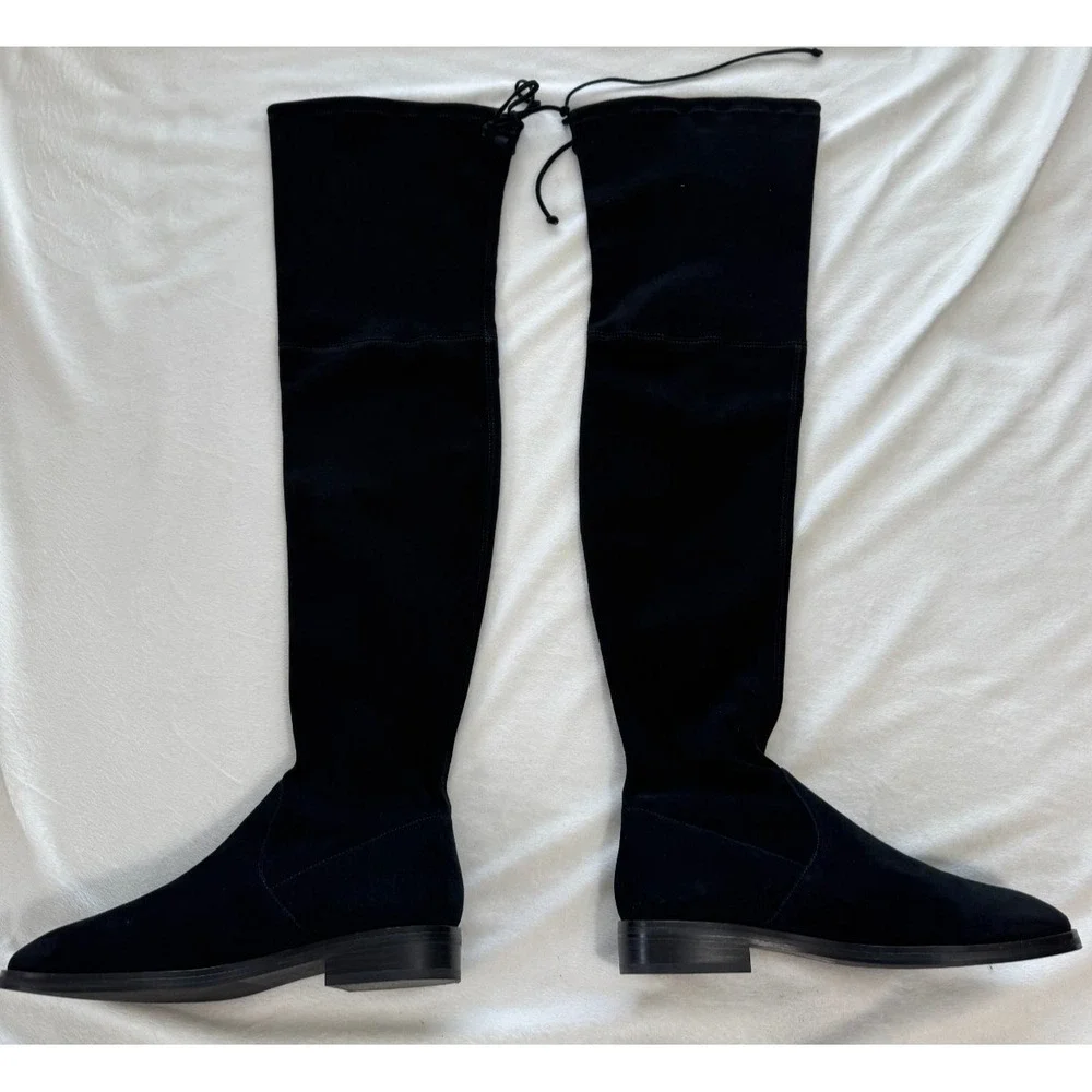 Stuart Weitzman Lowland Stretch Suede Over-the-Knee Boots Black 8.5 M $950 Nw/oB
